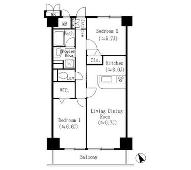 サンクレール高井戸(2LDK/7階)の間取り写真