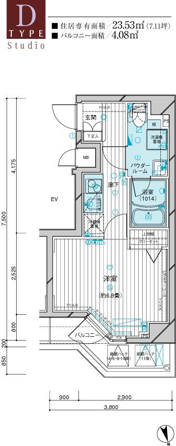 メインステージ西荻窪駅前(1K/7階)の間取り写真