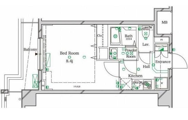 ラフィスタ武蔵関(1K/7階)の間取り写真