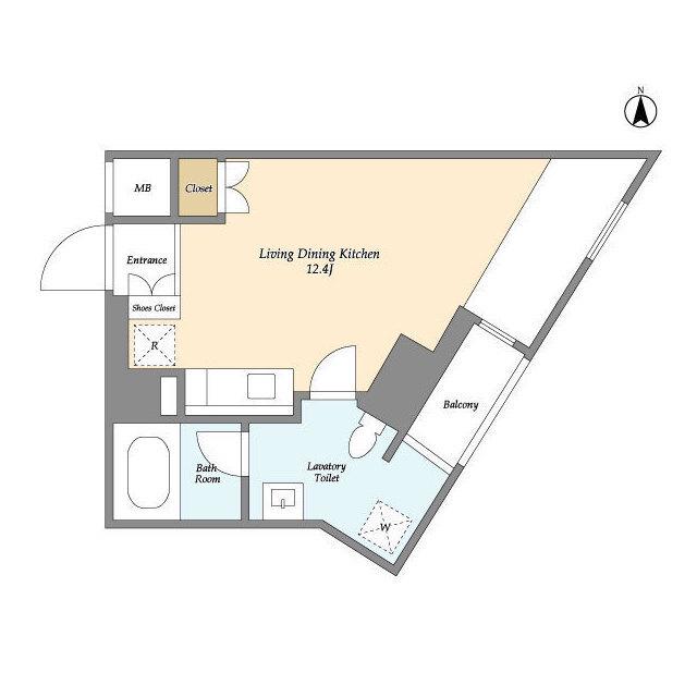 エスタート等々力(ワンルーム/4階)の間取り写真