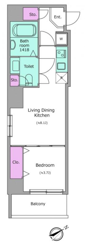 クレヴィアリグゼ中野新井薬師(1LDK/5階)の間取り写真