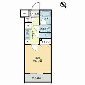 PATIO阿佐ヶ谷(1K/1階)の間取り写真