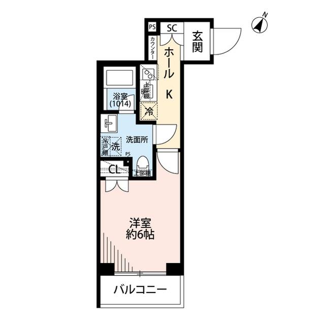 プレール・ドゥーク中野富士見町Ⅱ(1K/2階)の間取り写真
