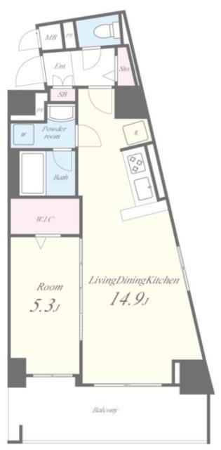MONTE H・K(1LDK/5階)の間取り写真