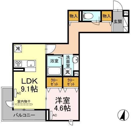 エクセリア上鷺宮Ⅱ(1LDK/3階)の間取り写真