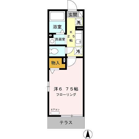 ヴィラ・ファミーユA棟(1K/1階)の間取り写真