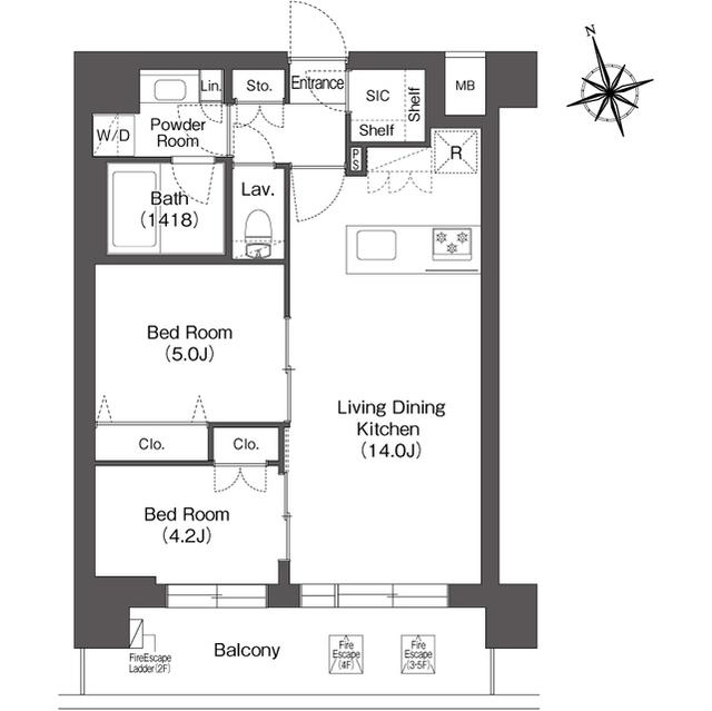 ルーウェ東大泉(2LDK/3階)の間取り写真