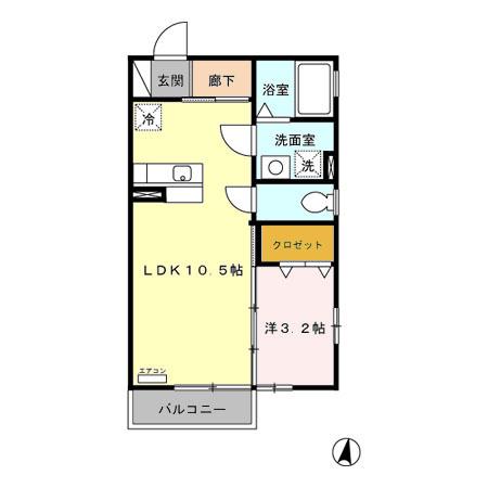 BLUEBERRY Ⅰ・Ⅱ(1LDK/2階)の間取り写真