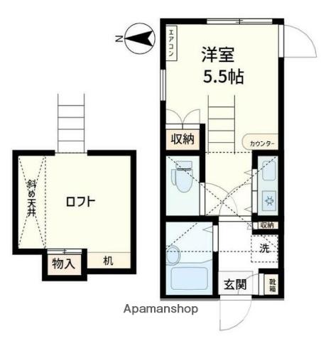 新高円寺八景舎(ワンルーム/2階)の間取り写真