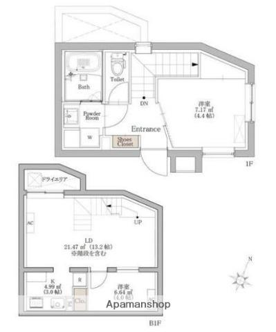 BLANCOURT阿佐ヶ谷(2LDK/1階)の間取り写真
