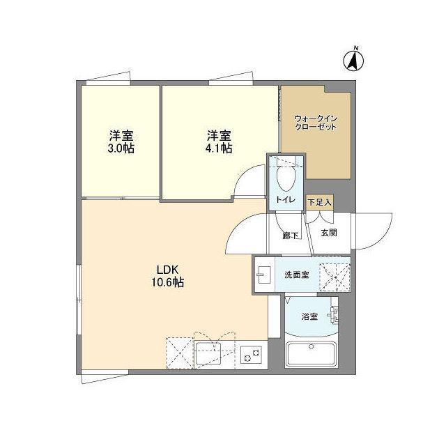 ウェルスクエア方南町Ⅱ(2LDK/1階)の間取り写真