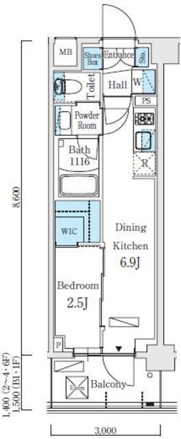 リビオメゾン東北沢(1DK/1階)の間取り写真