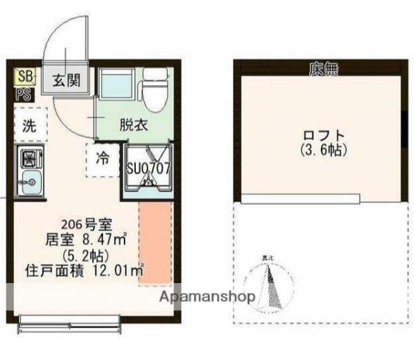 URBAN ROSE(ワンルーム/2階)の間取り写真