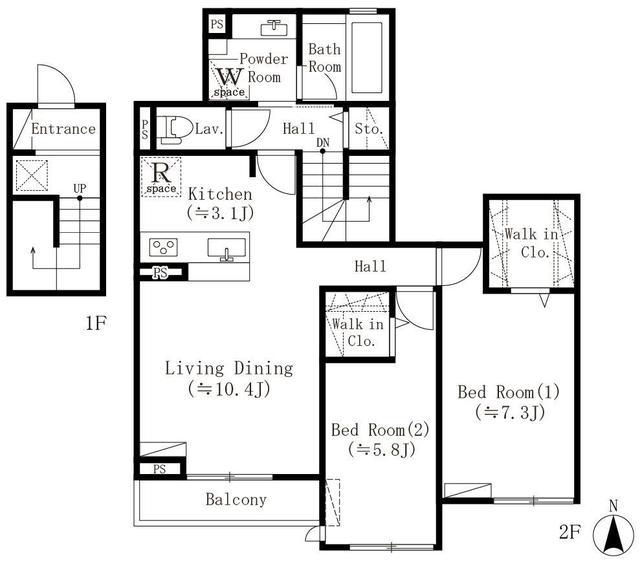 ＰＡＲＫＢＥＡＲ四谷三丁目(2LDK)の間取り写真