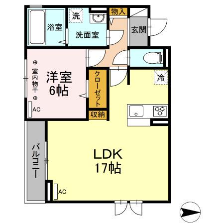セジュール春日町2(1LDK/2階)の間取り写真