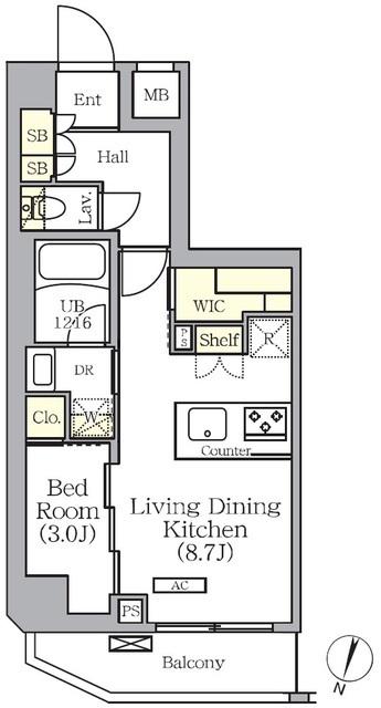 ARKMARK世田谷砧(1LDK/5階)の間取り写真