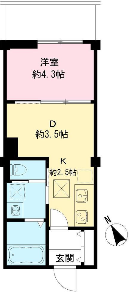 つむぎの杜 西荻みなみ(1DK/1階)の間取り写真