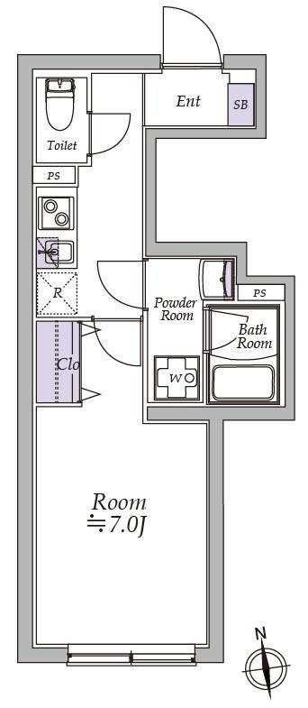 アトリオフラッツ高円寺(1K/1階)の間取り写真