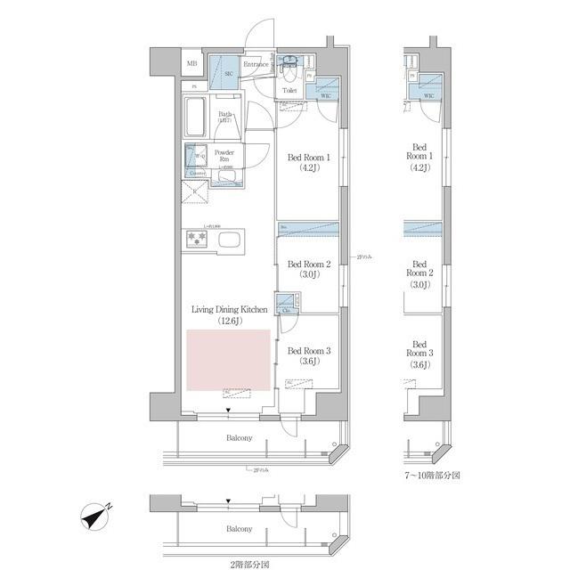 アーバネックス早稲田(3LDK/2階)の間取り写真