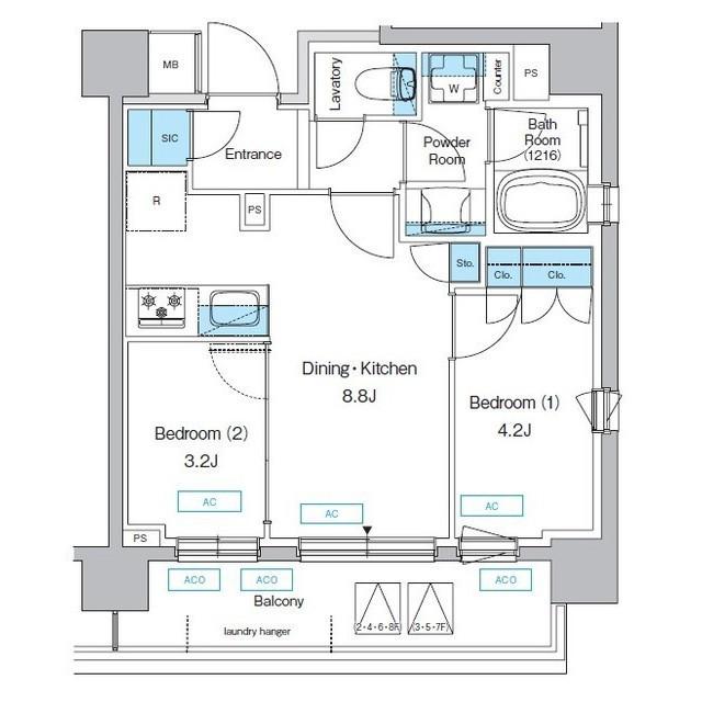 プレディアコート三軒茶屋(2DK/5階)の間取り写真