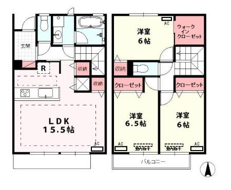 コモレビ大蔵　Ｊ(3LDK)の間取り写真