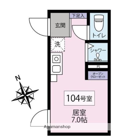CRESTA松陰(ワンルーム/1階)の間取り写真