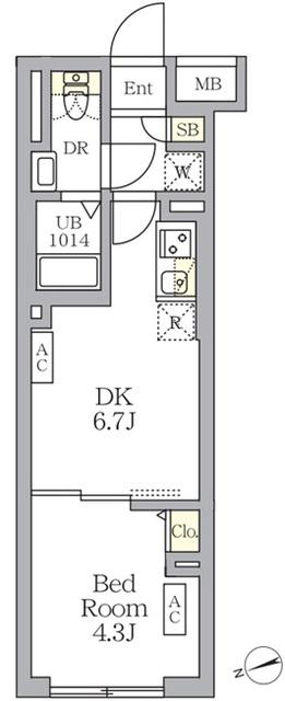 SOLASIA RESIDENCE 荻窪(1DK/1階)の間取り写真