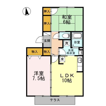 パインアベニューハイムA(2LDK/1階)の間取り写真
