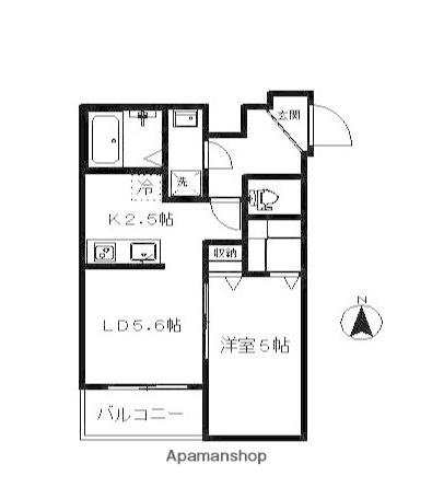 メゾン ドゥ ボヌール(1LDK/2階)の間取り写真