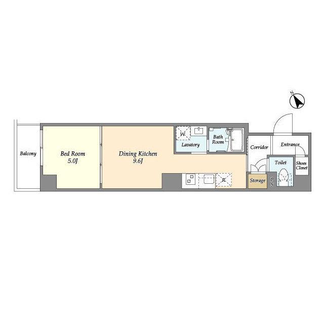 KDXレジデンス西調布(1DK/2階)の間取り写真