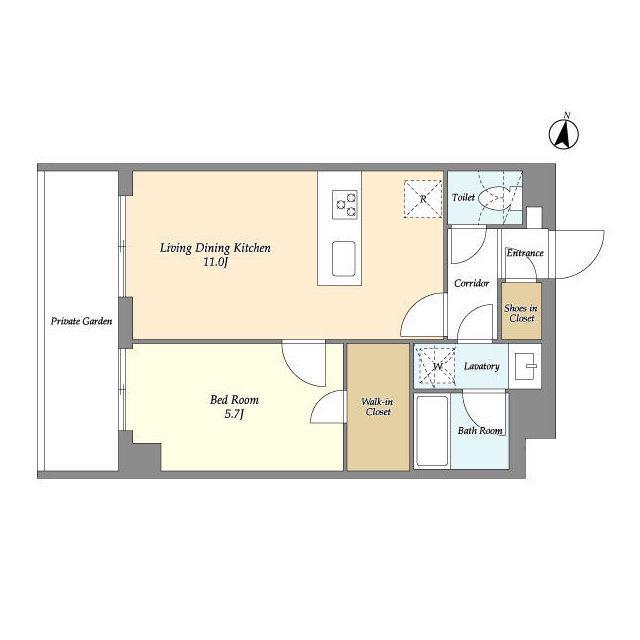 メゾンドオンディーヌ(1LDK/1階)の間取り写真