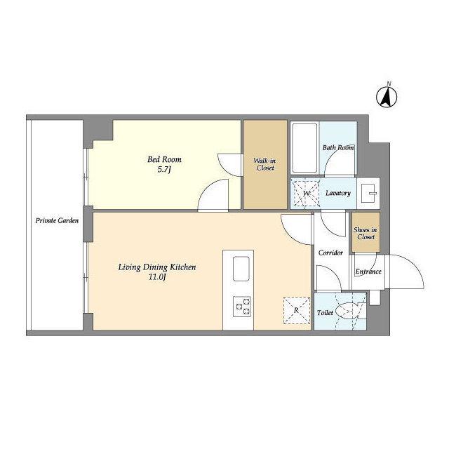 メゾンドオンディーヌ(1LDK/1階)の間取り写真
