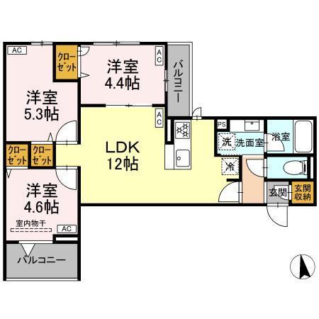 セレスティア岡本(3LDK/2階)の間取り写真