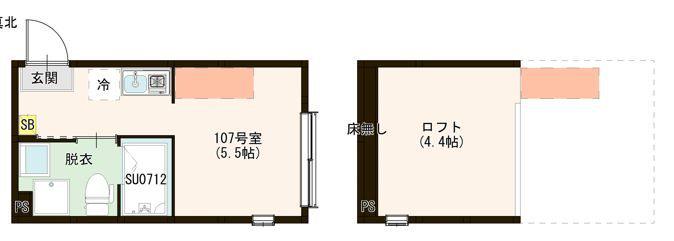 ハーモニーテラス上石神井Ⅴ(ワンルーム/1階)の間取り写真