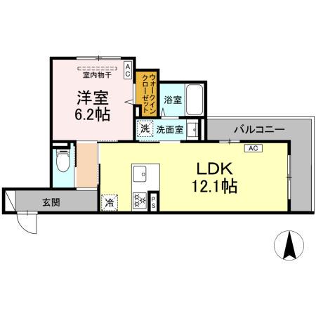 セレスティア中野上高田(1LDK/2階)の間取り写真