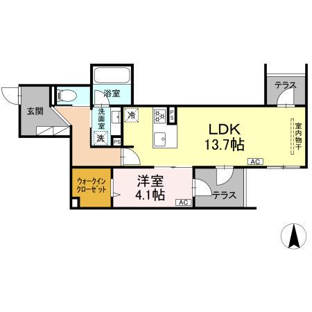セレスティア中野上高田(1LDK/1階)の間取り写真