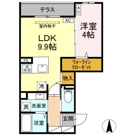 セレスティア中野上高田(1LDK/1階)の間取り写真