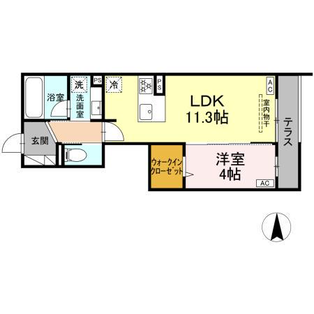 セレスティア中野上高田(1LDK/1階)の間取り写真