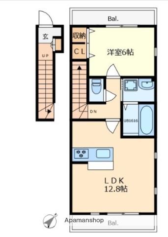 SWEET HOMEⅡ(1LDK/2階)の間取り写真