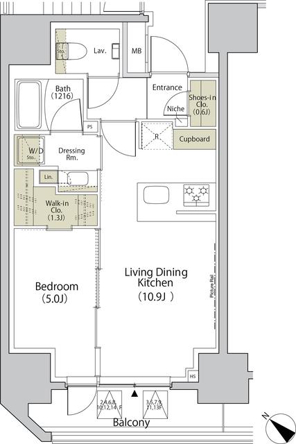 ザ・パークハビオ江古田(1LDK/4階)の間取り写真