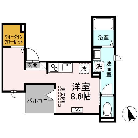 BELL II(ワンルーム/3階)の間取り写真