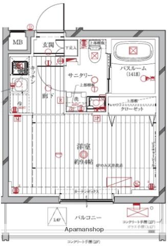 REGALIZ中野鷺宮(1K/1階)の間取り写真