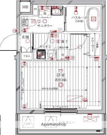 REGALIZ中野鷺宮(1K/2階)の間取り写真