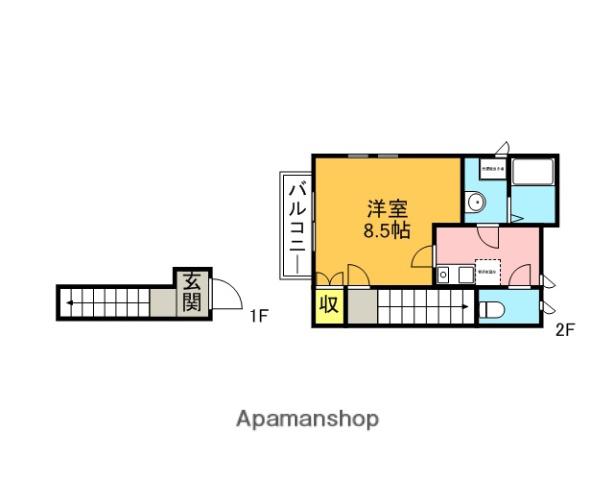 パルフォレスト国分寺(1K/2階)の間取り写真