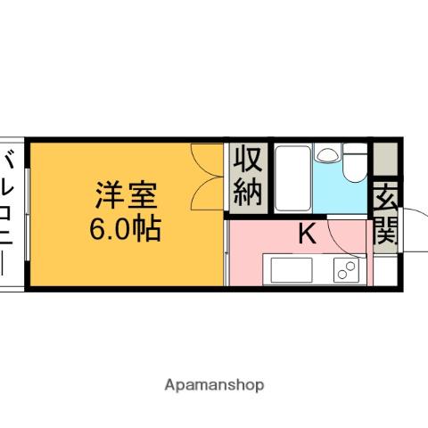 緑ハイツ(ワンルーム/2階)の間取り写真