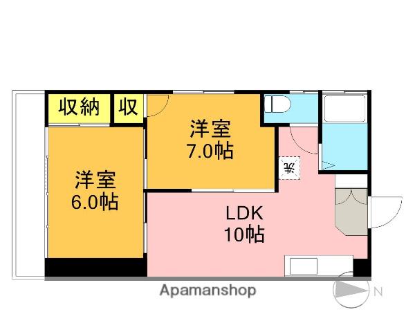 健生ビル(2LDK/5階)の間取り写真