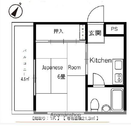 マック西久保コート(1K/3階)の間取り写真