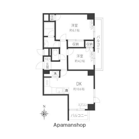 グリーンウッド大蔵(2LDK/5階)の間取り写真