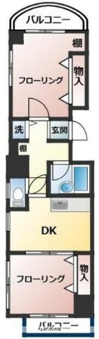 エル・エスパシオ(2DK/2階)の間取り写真