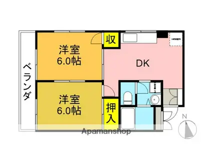 国分寺YSマンション(2DK/3階)の間取り写真